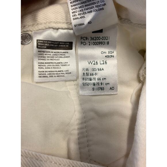 Levis 501 Women's 26x26 Ecru Straight Leg Crop Jeans Button Fly Classic G33-18 - Picture 9 of 9